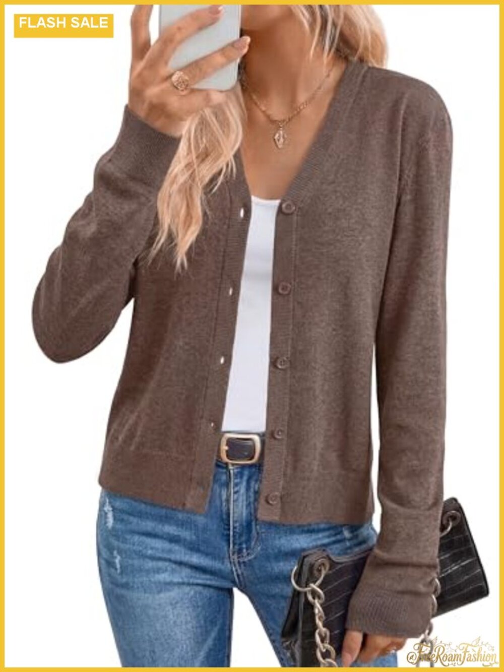 Wool Blend Cardigan Sweater Button V-Neck Long Sleeve Business Casual